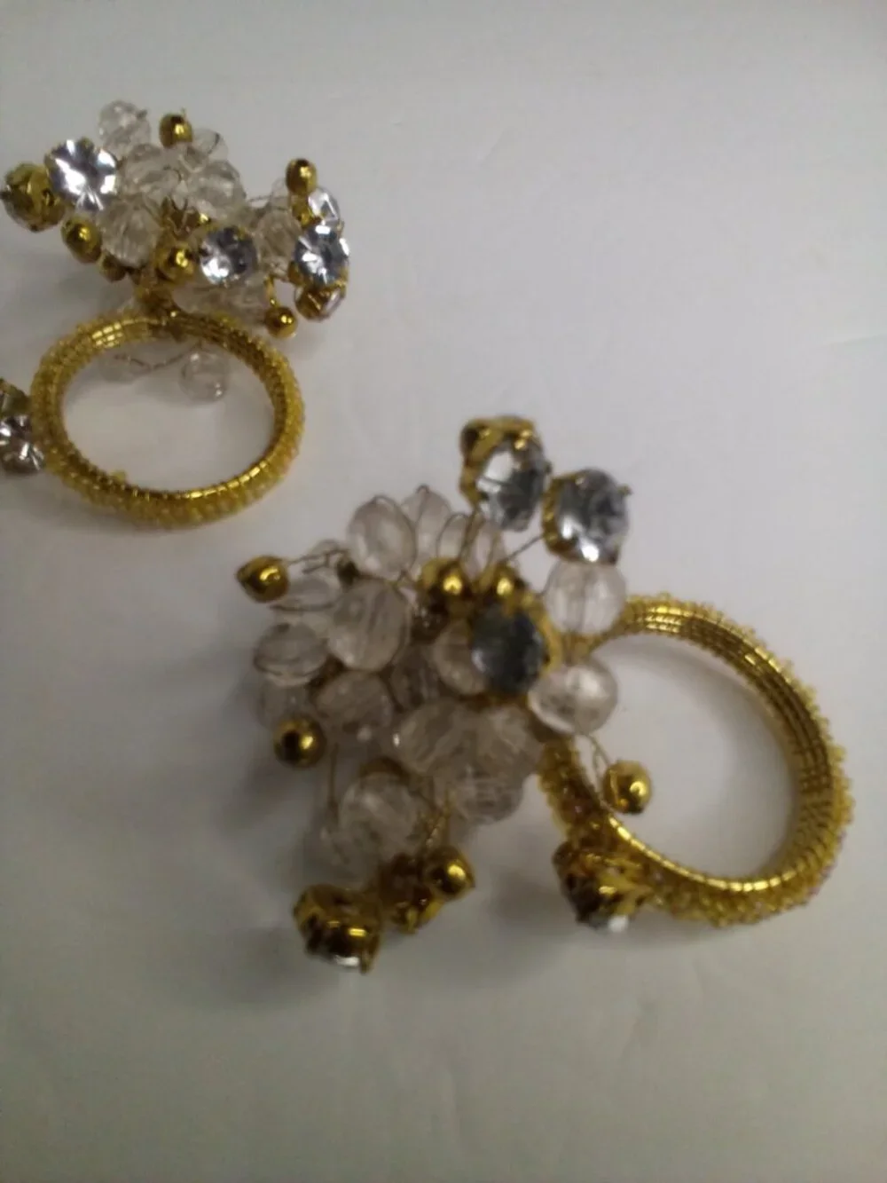Pier 1 Napkin Rings Lot of 4 Gold Beaded Jeweled 2